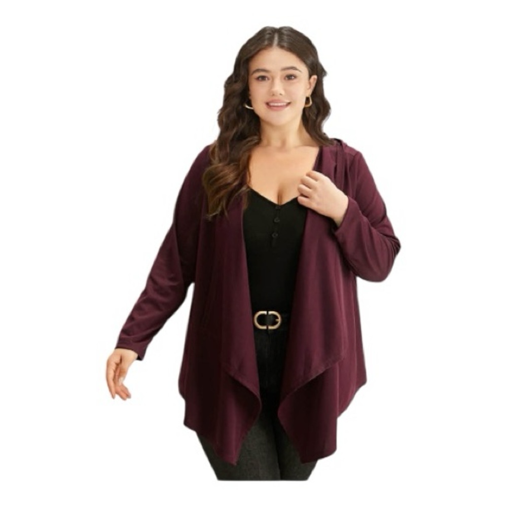 BloomChic Size 18-20 Deep Burgundy Open Hooded Cardigan
